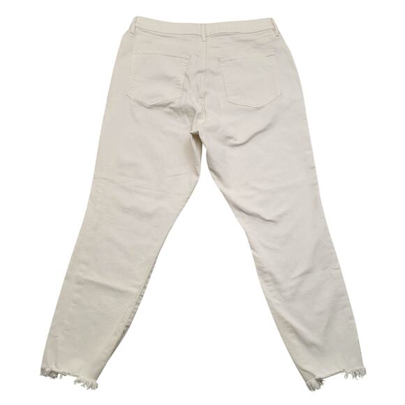 Loft Jeans Women's 31/12 Ivory White High Rise Curvy Skinny Crop Distressed - Picture 3 of 7